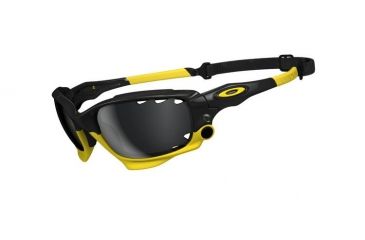 Image of Oakley Racing Jacket Shades, LiveStrong, Polish Blk Frm, Blk Irid+Yellow Lens OO9171-12