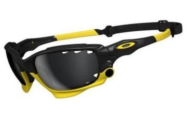 Image of Oakley Racing Jacket LiveStrong Single Vision Prescription Sunglasses - Polished Black/Yellow Frame