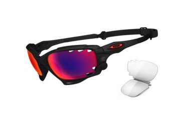 Image of Oakley Racing Jacket Matt Black Ink Frame w/ Red Polarized &amp; Clear Lenses Sunglasses OO9171-10