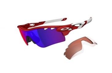 Image of Oakley Radarlock Path Mens Sunglasses Infrared Frame, Red Iridium and VR28 Lens OO9181-16