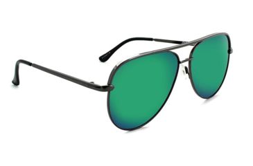 Image of Optic Nerve One Flatscreen Sunglasses, Shiny Gunmetal Frame, Polarized Smoke with Green Mirror Lens 18050