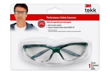 Image of Peltor Tekk Protection Sports Inspired Safety Eyewear,Clear Lens,Green Frame 90703-80025T-EA