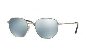 Image of Persol PO2446S Sunglasses 105830-52 - Demi Gloss Gunmetal Frame, Light Green Mirror Silver Lenses