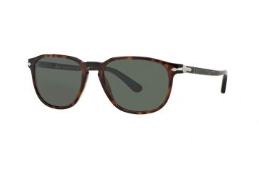 Image of Persol PO3019S Sunglasses 24/31-52 - Havana Frame, Crystal Green Lenses