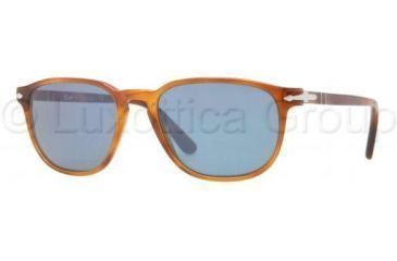 Image of Persol PO3019S Sunglasses 96/56-5200 - Light Havana Frame, Crystal Blue Lenses