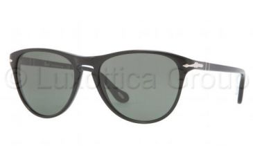 Image of Persol PO3038S Sunglasses 95/31-5200 - Black Frame, Crystal Green Lenses