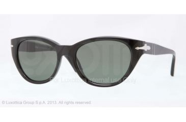 Image of Persol PO3064S Sunglasses 901431-53 - Black Frame, Crystal Green Lenses