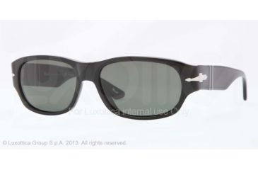 Image of Persol PO3068S Sunglasses 95/58-60 - Black Frame, Crystal Green Polarized Lenses
