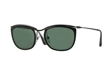 Image of Persol PO3081S Sunglasses 100431-52 - Top Black/matte Crystal Frame, Green Lenses