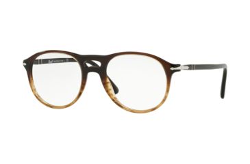 Image of Persol PO3202V Progressive Prescription Eyeglasses, 53mm, Gradient Black/Stripped Brown, PO3202V-1026-53-PRO