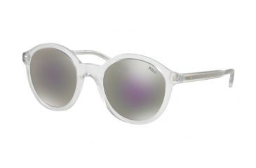 Image of Polo PH4112 Sunglasses 500225-50 - Vintage Crystal Frame, Mirror Blue Lenses