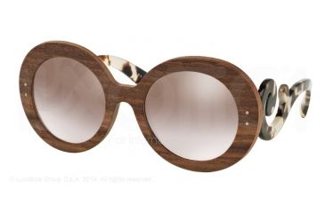 Image of Prada BAROQUE PR27RS Sunglasses IAM4O0-55 - Nut Canaletto Frame, Gradient Brown Mirror Silver Lenses