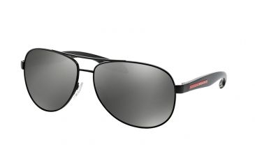 Image of Prada BENBOW PS53PS Sunglasses 1BO7W1-62 - Black Demi Shiny Frame, Grey Mirror Silver Lenses