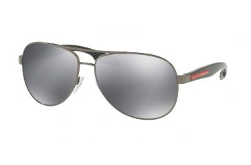Image of Prada BENBOW PS53PS Sunglasses 5AV5L0-62 - Gunmetal Frame, Light Grey Mirror Black Lenses