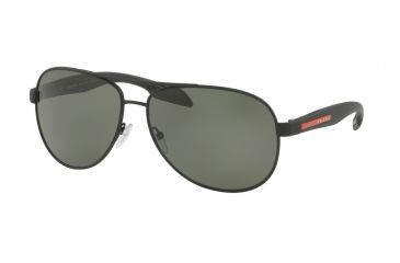 Image of Prada BENBOW PS53PS Sunglasses DG05X1-62 - Black Rubber Frame, Polar Green Lenses