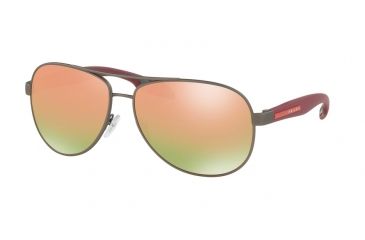Image of Prada BENBOW PS53PS Sunglasses DG15L2-62 - Gunmetal Rubber Frame, Grey Mirror Rose Gold Lenses