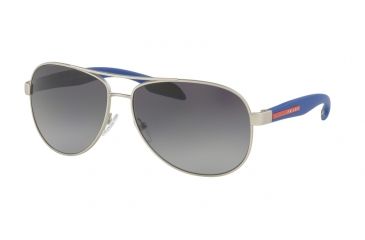 Image of Prada BENBOW PS53PS Sunglasses QFP5W1-62 - Silver Rubber Frame, Polar Grey Gradient Lenses