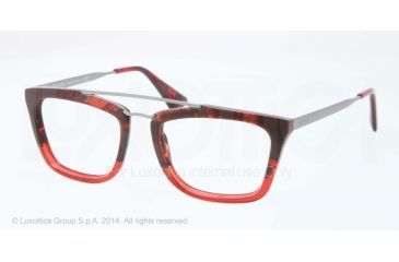 Image of Prada CINEMA PR18QV Progressive Prescription Eyeglasses RO01O1-51 - Red Havana Grad Red Frame