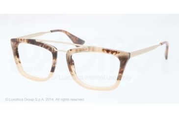 Image of Prada CINEMA PR18QV Progressive Prescription Eyeglasses ROZ1O1-51 - Brown Havana Grad Brown Frame