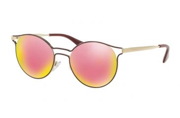 Image of Prada CINEMA PR62SS Sunglasses USH5L2-53 - Bordaux/pale Gold Frame, Grey Mirror Yellow Rose Lenses