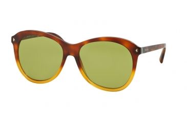Image of Prada JOURNAL PR13RS Single Vision Prescription Sunglasses PR13RS-TKU4K2-57 - Lens Diameter 57 mm, Frame Color Light Havana Gradient Yellow