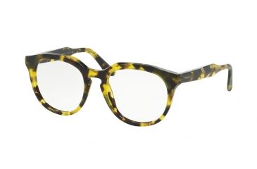 Image of Prada JOURNAL PR13SV Progressive Prescription Eyeglasses UBN1O1-48 - Yellow Havana Frame