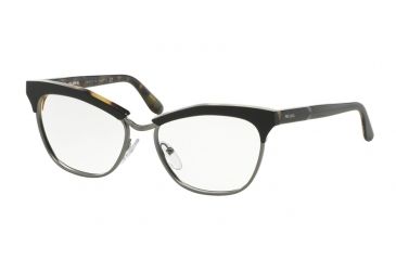 Image of Prada JOURNAL PR14SV Single Vision Prescription Eyeglasses NAI1O1-55 - Top Black/Medium Havana Frame