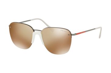 Image of Prada LIFESTYLE PS53US Sunglasses 371HD0-57 - Gunmetal Frame, Dark Brown Mirror Gold Lenses