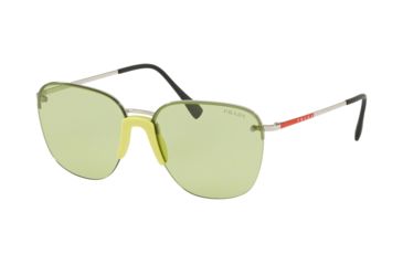 Image of Prada LIFESTYLE PS53US Sunglasses 381348-57 - Silver Frame, Light Green Lenses
