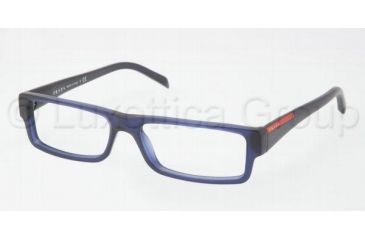 Image of Prada Linea Rosa Eyeglasses PS01AV with No-Line Progressive Rx Prescription Lenses IAW1O1-5115 - Matte Blue Frame