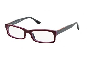 Image of Prada Linea Rosa Eyeglasses PS10AV with No-Line Progressive Rx Prescription Lenses TIP1O1-52 - Top Bordx/fuxia/grey Frame