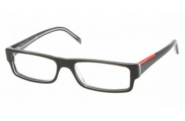Image of Prada Linea Rosa PS01AV Progressive Eyeglasses - Black/Transparent Gray Frame / 51 mm Prescription Lenses, ZXX1O1-5115