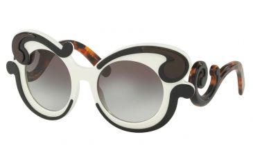 Image of Prada MINIMAL BAROQUE PR23NS Sunglasses VAJ0A7-52 - Black Ivory Frame, Grey Gradient Lenses