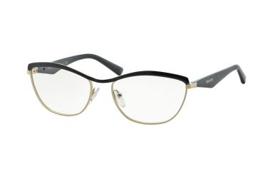 Image of Prada POTRAIT PR55RV Bifocal Prescription Eyeglasses QE31O1-53 - Black/pale Gold Frame