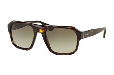 Image of Prada PR02SS Sunglasses 2AU4M1-55 - Havana Frame, Light Green Grad Dark Green Lenses