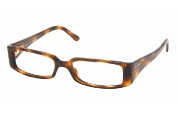 Image of Prada PR06LV SV Prescription Eyeglasses - Walnut Demo Lens Frame w/ 50 mm Diameter Lenses, 7WX1O1-5016