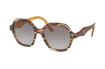 Image of Prada PR06USF Single Vision Prescription Sunglasses PR06USF-TH63E2-54 - Lens Diameter 54 mm, Frame Color Havana/ears Bordeaux Yellow