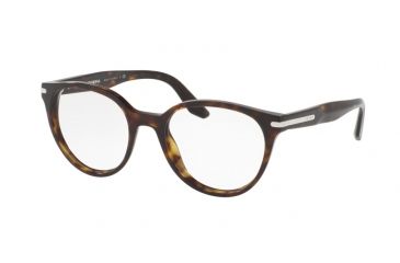 Image of Prada PR07TVF Single Vision Prescription Eyeglasses 2AU1O1-52 - Havana Frame