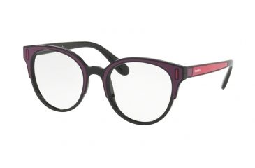 Image of Prada PR08UVF Eyeglass Frames SSA1O1-52 - Black/bordeaux/fuxia Frame