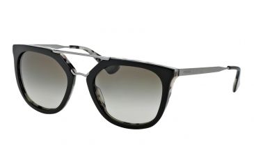Image of Prada PR13QSA Sunglasses ROK4M1-54 - Top Black/white Havana Frame, Green Gradient Lenses