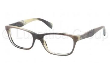 Image of Prada PR14PV Progressive Prescription Eyeglasses EAQ1O1-5317 - Striped Grey Horn Frame, Demo Lens Lenses