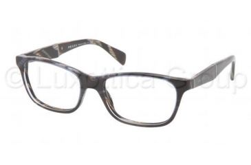 Image of Prada PR14PV Progressive Prescription Eyeglasses EAR1O1-5317 - Striped Blue Horn Frame, Demo Lens Lenses