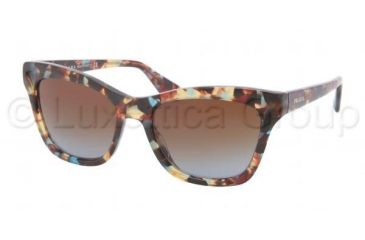Image of Prada PR16PS Sunglasses NAG0A4-5418 - Havana Spotted Blue Frame, Brown Gradient Lenses