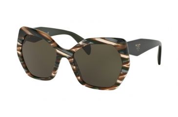 Image of Prada PR16RS Sunglasses VAO4J1-56 - Sheaves Grey Brown Frame, Dark Green Lenses
