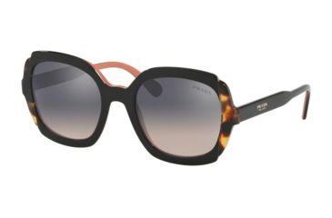Image of Prada PR16USF Sunglasses 5ZWGR0-54 - Top Black Pink/Medium Havana Frame, Pink Grad Violet Mirror Silver Lenses