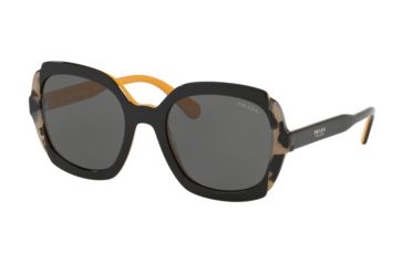 Image of Prada PR16USF Sunglasses CCO1A1-54 - Top Black Yellow/Grey Havana Frame, Grey Lenses