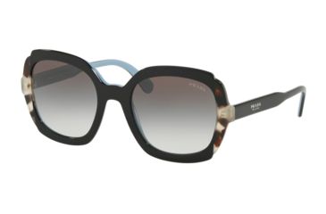 Image of Prada PR16USF Sunglasses KHR0A7-54 - Black Azure/Spotted Brown Frame, Grey Gradient Lenses