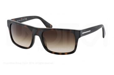 Image of Prada PR18PS Sunglasses HAQ6S1-59 - Matte Havana Frame, Brown Mirror Gradient Gray Lenses