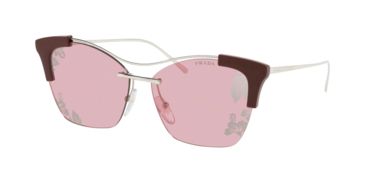 Image of Prada PR21US Sunglasses A88239-56 - Silver Frame, Light Violet Tampo Ibiscus Sil Lenses