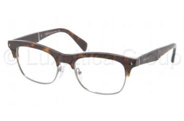 Image of Prada PR22OV Single Vision Prescription Eyeglasses 2AU1O1-5219 - Havana Frame